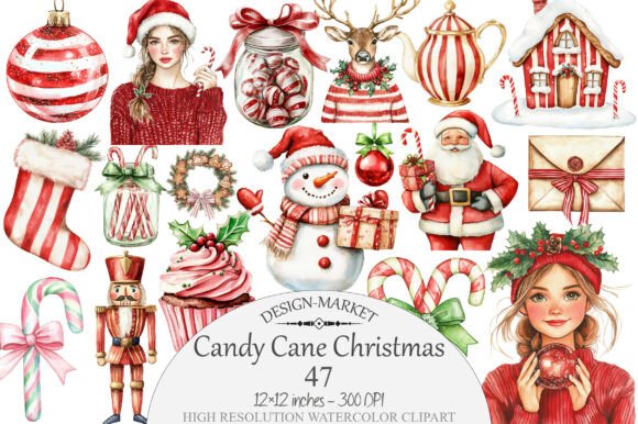 Candy Cane Christmas Clipart & Illustrations