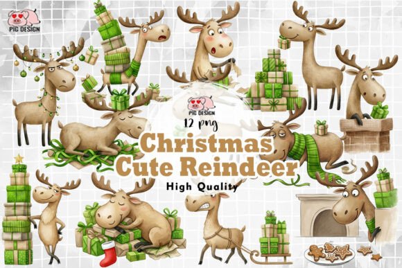 Christmas Cute Reindeer Clipart PNG Review