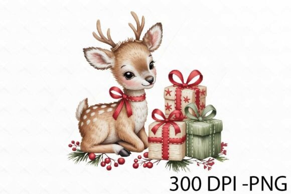 Christmas Deer with Gift Png Design Review