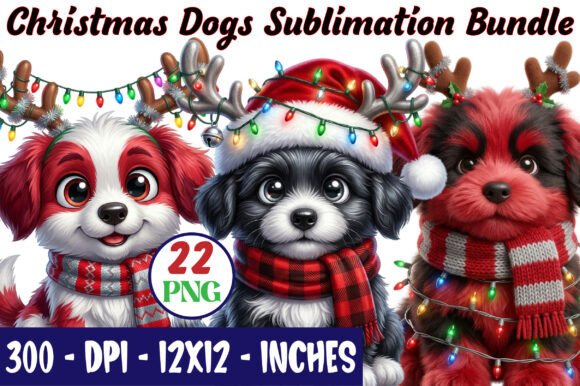 Christmas Dogs Sublimation Bundle & Illustrations