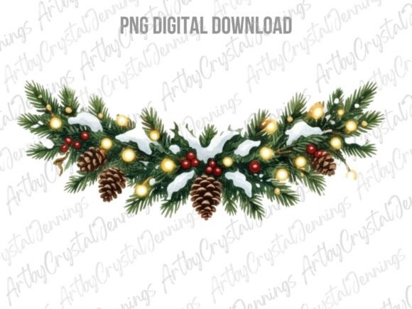 Christmas Holiday Pine Swag PNG Illustrations Review