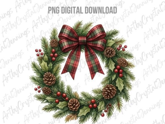 Christmas Plaid Wreath PNG: Holiday Illustrations Review