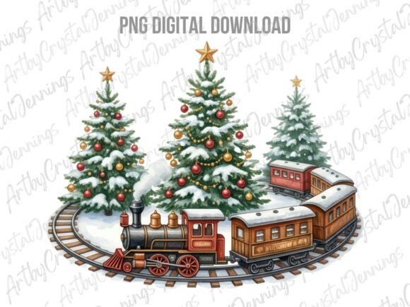 Christmas Train Holiday Clipart PNG & Illustrations