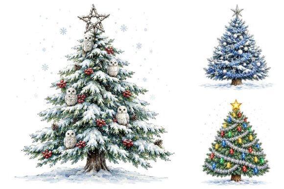 Christmas Tree Holiday Clipart Bundle & Illustrations