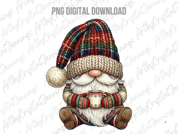 Cozy Winter Christmas Gnome PNG Illustrations
