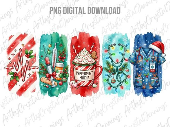 Nurse Christmas Holiday Brushstroke PNG Review