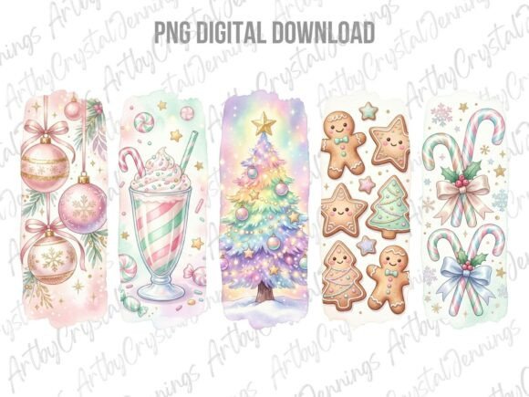 Pastel Christmas Brushstrokes PNG Illustrations