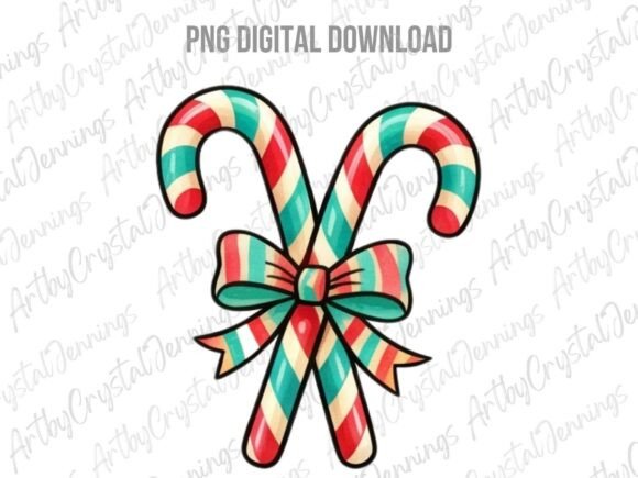 Retro Christmas Candy Canes PNG Illustrations