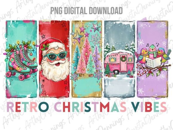 Retro Christmas Vibes Holiday PNG & Illustrations