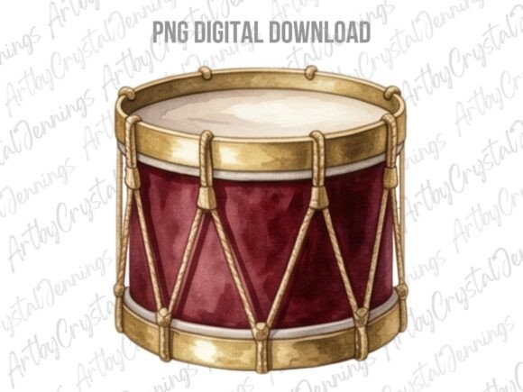 Vintage Christmas Drum Clipart PNG Review