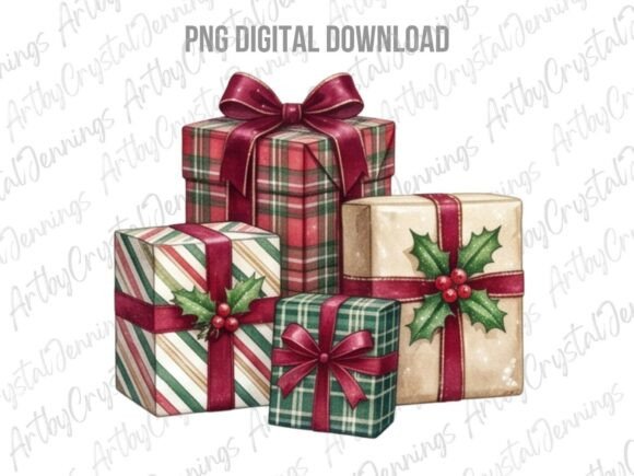 Watercolor Christmas Gift Boxes PNG Review