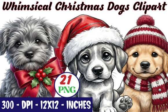 Whimsical Christmas Dogs Clipart Bundle Review