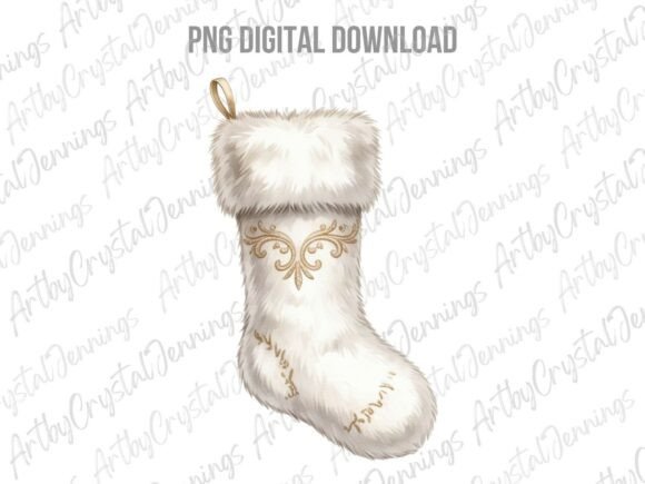 White Christmas Stocking Clipart PNG Review