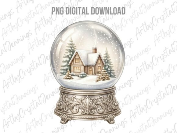 Winter Christmas Snow Globe PNG Illustrations